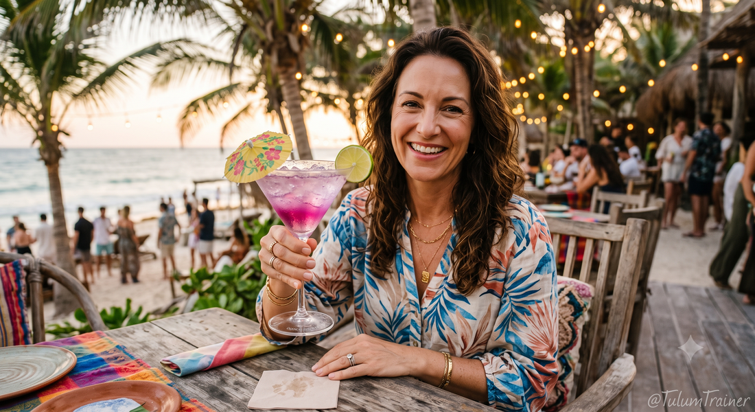 Woman enjoying a mock-tail and being social 